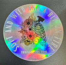 Load image into Gallery viewer, 3”x3” Holographic Bit on Fire Sticker