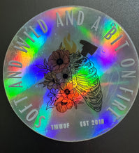 Load image into Gallery viewer, 3”x3” Holographic Bit on Fire Sticker