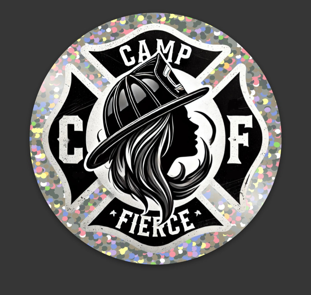 Camp Fierce glitter sticker